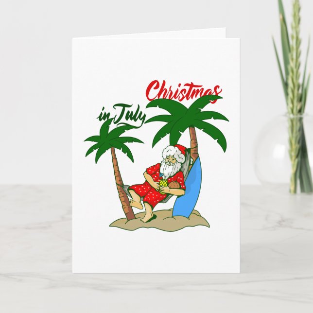 Invitation Noël juillet Père Noël tropical (Devant)