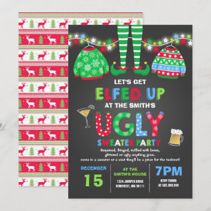 Invitation Noël laid Elfed d'invitation de partie de chandail