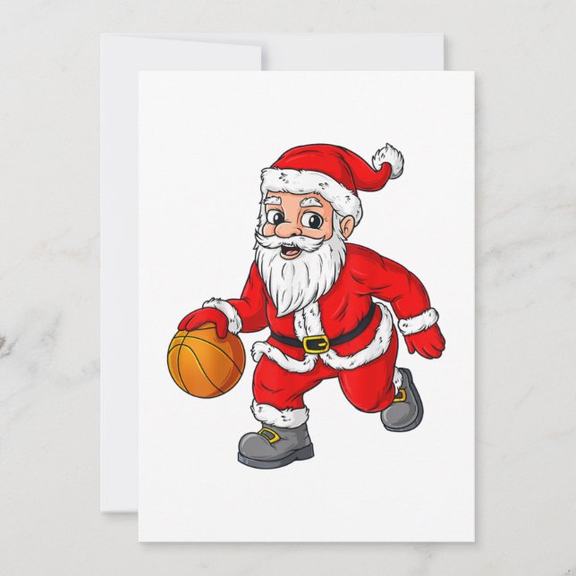 Invitation Noël Le Père Noël Qui Conduit Un Basket-ball Drôle (Devant)