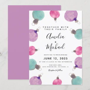 Invitation Noël Main Décoration Aquarelle Bordure Mariage