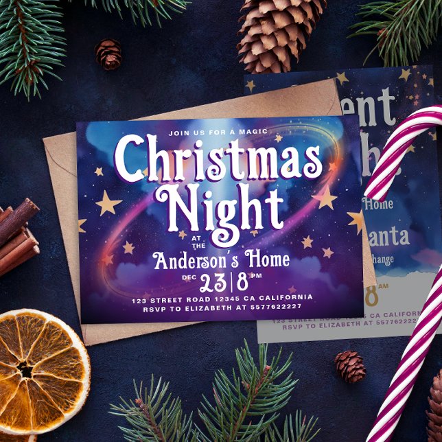 Invitation Noël mignon Croire En La Fête De Galaxie De Nuit M (Créateur téléchargé)