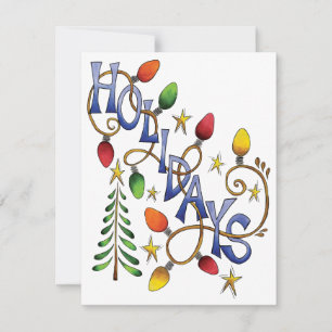 Invitation Noël mignon, lumières et étoiles avec texte de vac