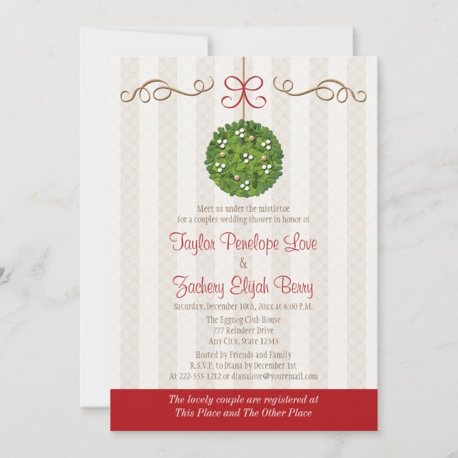 INVITATION NOËL MISTLETOE COUPLES WEDDING SHOWER (Devant)