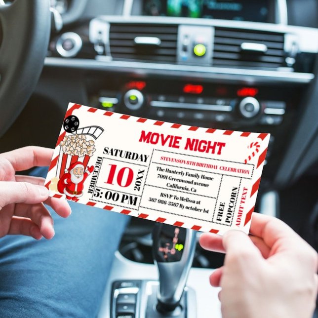 Invitation Noël Movie Nuit Anniversaire Billet fête (Créateur téléchargé)
