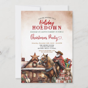 Invitation Noël Occidental Hoedown Père Noël Cowboy