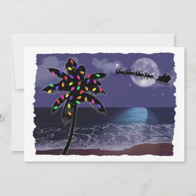 Invitation Noël Ocean Moonlight avec Père Noël (Devant)