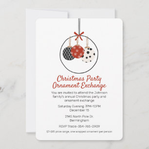 Invitation Noël Ornements Échange Fête de Noël