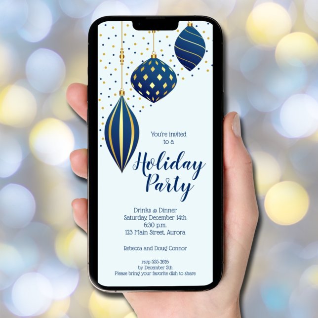 Invitation Noël Ornements Fête Fête (Christmas Ornaments Holiday Party Invitations - INSTANT DOWNLOAD and/or PRINTED)