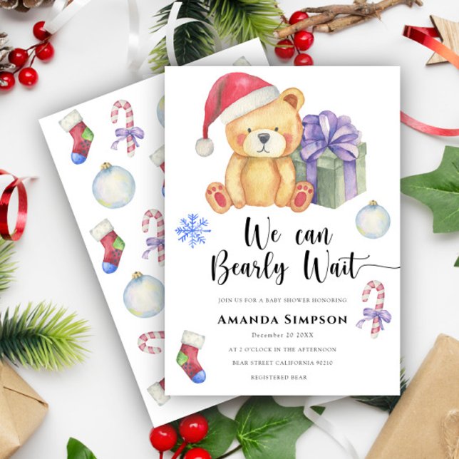 Invitation Noël Ours en peluche Baby shower d'hiver Invitatio (Créateur téléchargé)