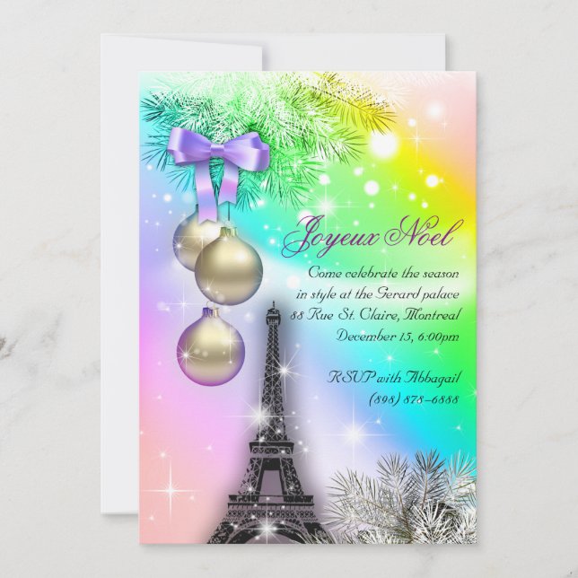Invitation Noël Paris Card Tour Eiffel Neige 2 (Devant)