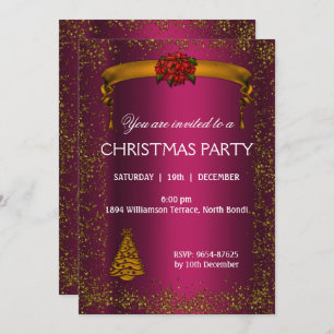 Invitation Noël Parties scintillant rose et or