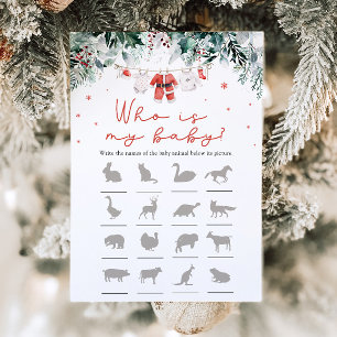 Invitation Noël Père Noël Baby shower Qui Est Mon Jeu De Bébé