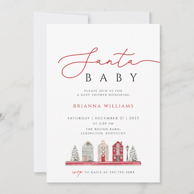Invitation Noël Père Noël Baby showers Noël (Devant)