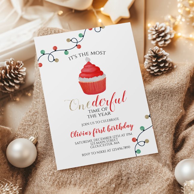 Invitation Noël Père Noël Cupcake Onederday I (Créateur téléchargé)