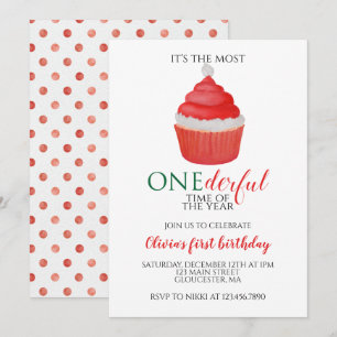 Invitation Noël Père Noël Cupcake Onederday premier anniversa