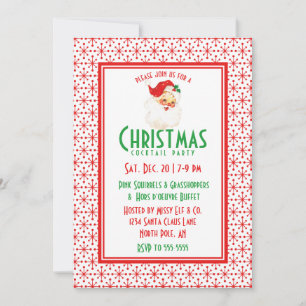 Invitation Noël Père Noël Party des années 1950