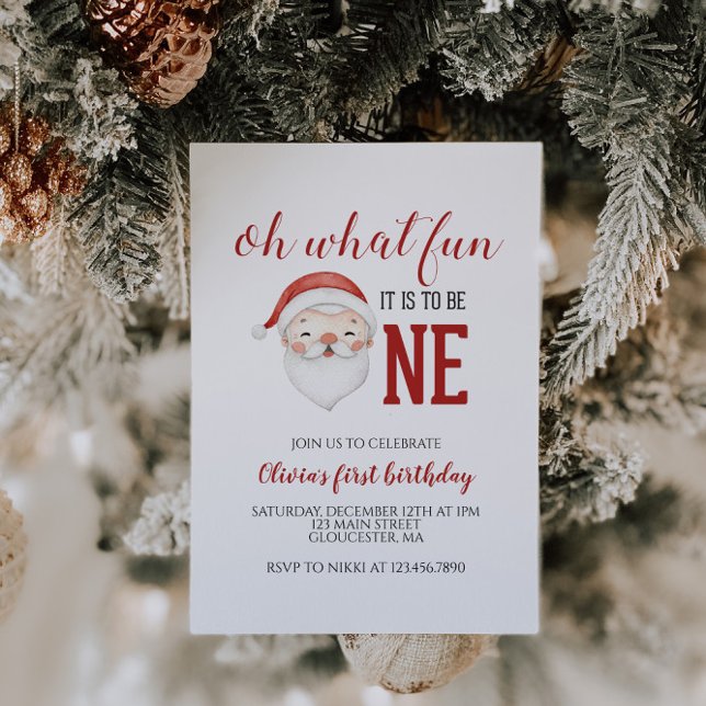 Invitation Noël Père Noël premier anniversaire (Créateur téléchargé)