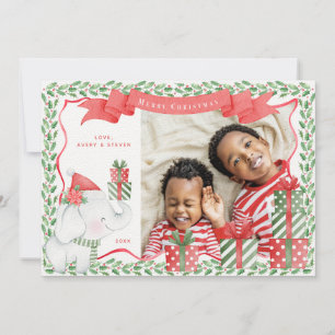 Invitation Noël photo éléphant blanc