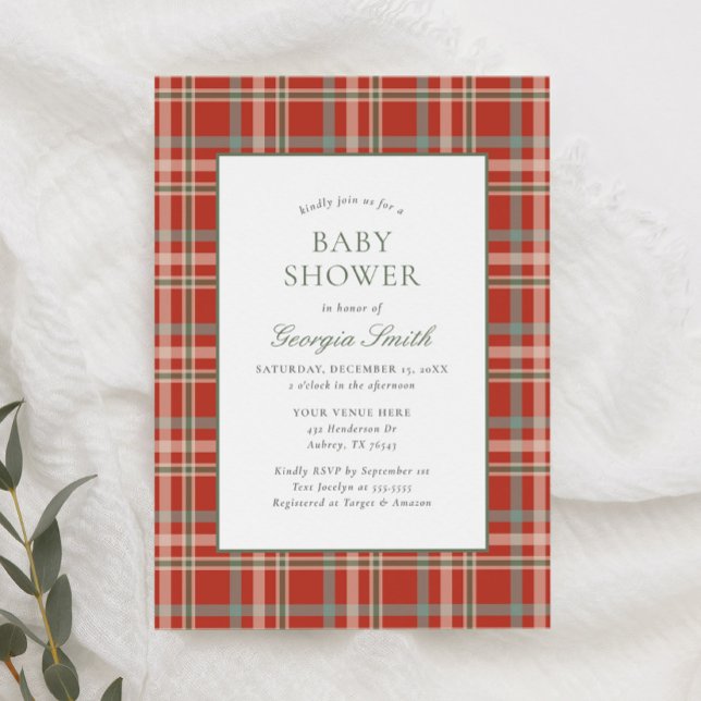 Invitation Noël Plaid Baby shower de vacances (Créateur téléchargé)