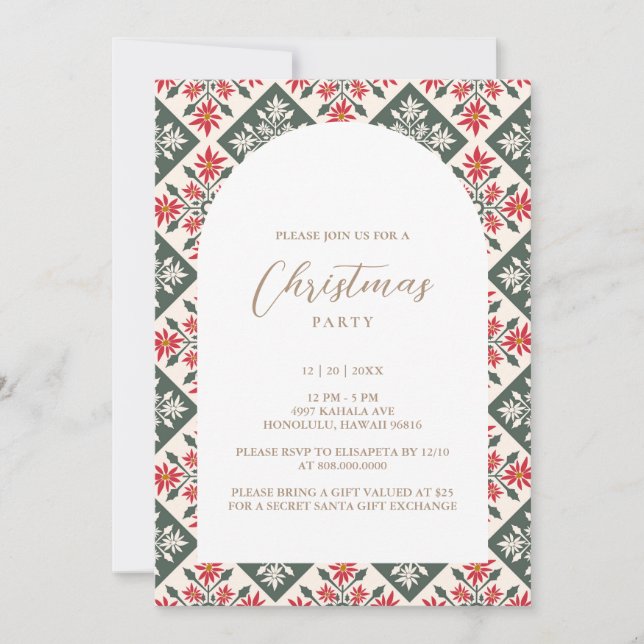 Invitation Noël Poinsettia Kapa (Devant)