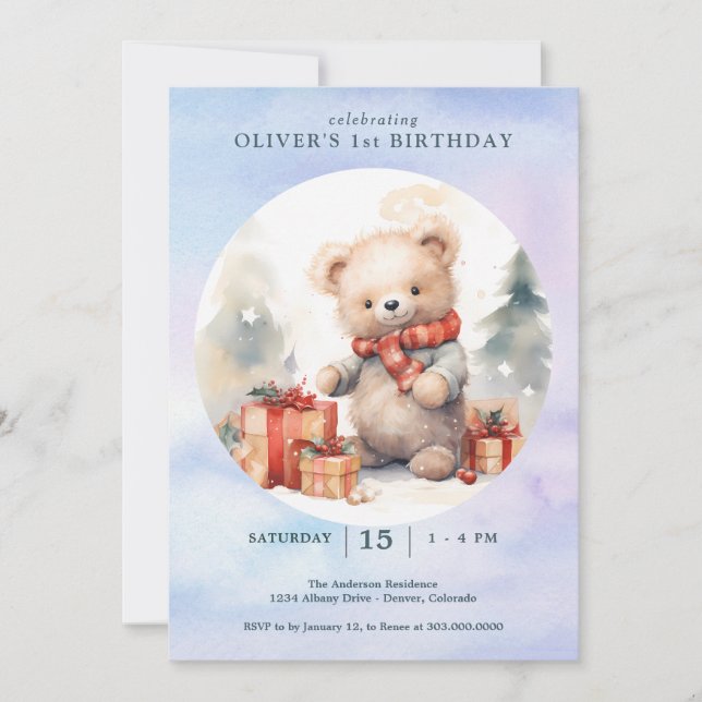 Invitation Noël Premier anniversaire (Devant)
