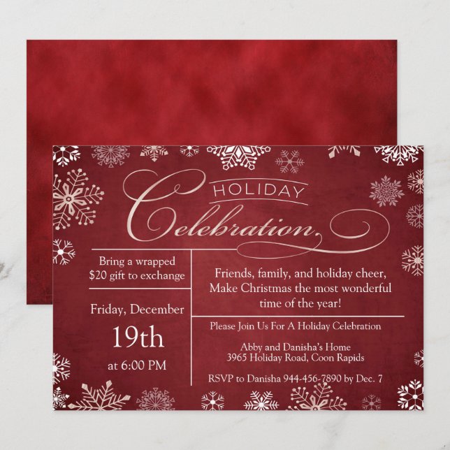Invitation Noël Red Chalkboard (Devant / Derrière)