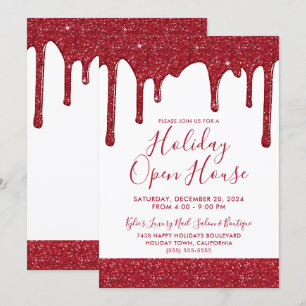 Invitation Noël Red Parties scintillant Drives Holiday Open H