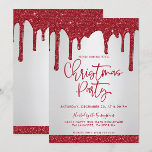 Invitation Noël Red Parties scintillant Drives Noël