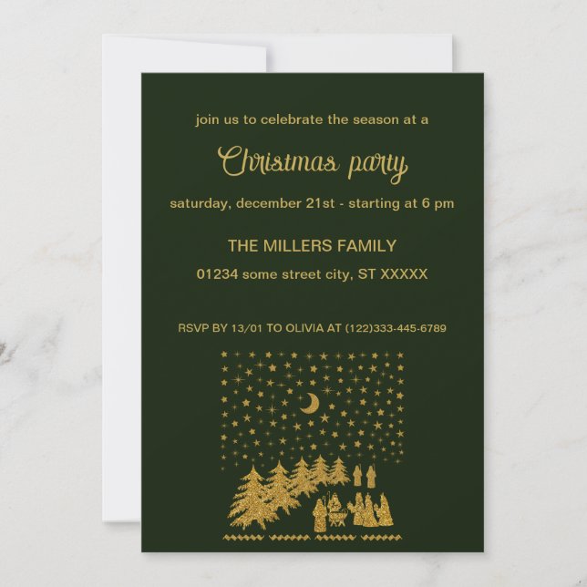 Invitation Noël religieux, Naissance de Jésus (Devant)