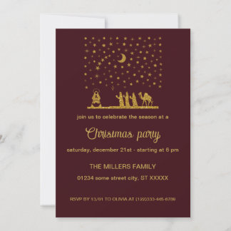 Invitation Noël religieux, Naissance de Jésus, Trois Roi