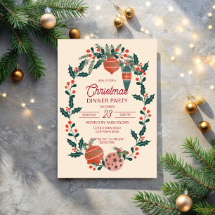 Invitation Noël rétro raypes grand-milenium dîner fête