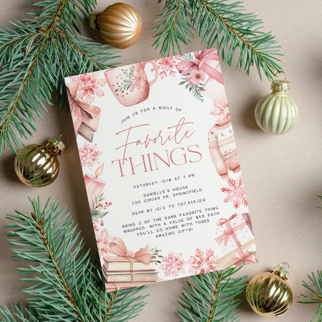 Invitation Noël rose | Fête des objets préférés de vacances (Créateur téléchargé)