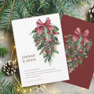 Invitation Noël Rouge et vert Mariage de fête d'hiver