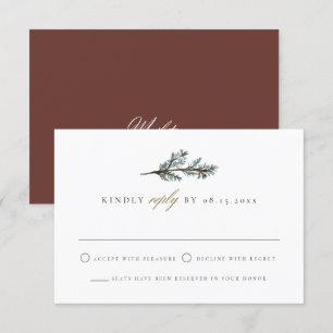 Invitation NOEL Russe moderne Pine de Noël d'hiver Pin RSVP c