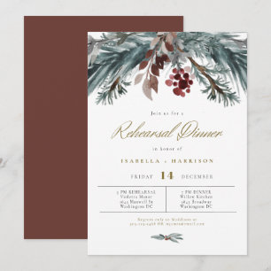 Invitation NOEL Rustic Pine Dîner de la répétition d'hiver