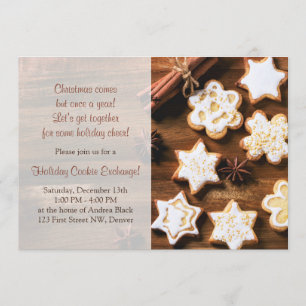 Invitation Noël rustique Cookie Swap Fête de vacances