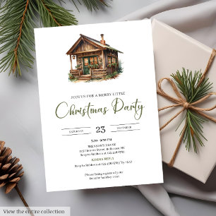 Invitation Noël rustique vintage aquarelle neutre et cosy
