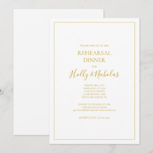 Invitation Noël simple et élégant Dîner de répétition blanc