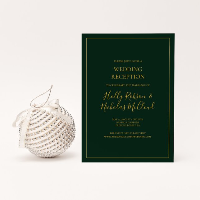 Invitation Noël simple et élégant | Réception de mariage vert (Créateur téléchargé)