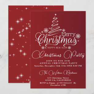 Invitation Noël Soirée Fête des neiges Flakes arbre de Noël
