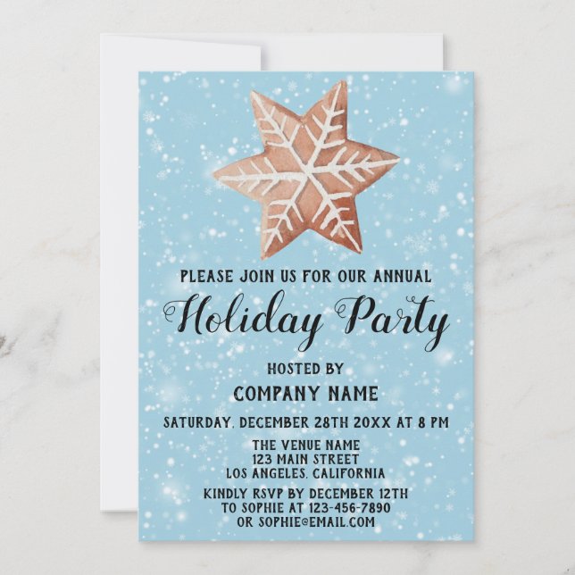 Invitation Noël Star Company Fête de Noël Blue neige (Devant)