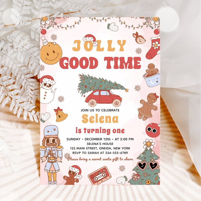 Invitation Noël super fête d'anniversaire Jolly bon temps (Créateur téléchargé)