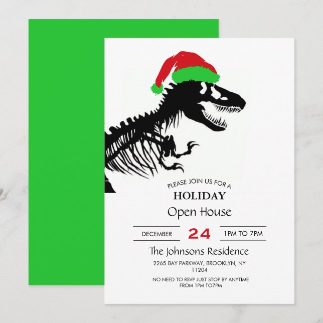 Invitation Noël T-Rex (Devant / Derrière)