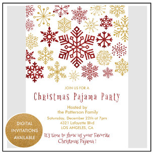 Invitation Noël Tenue de soirée chic Pyjama party Rouge Migno