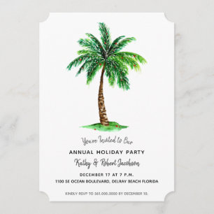 Invitation Noël Tropical Fête Palm Tree