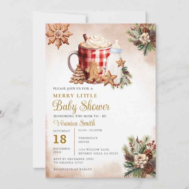 Invitation Noël Un Joyeux Petit Baby shower Pain D'Affaires (Devant)