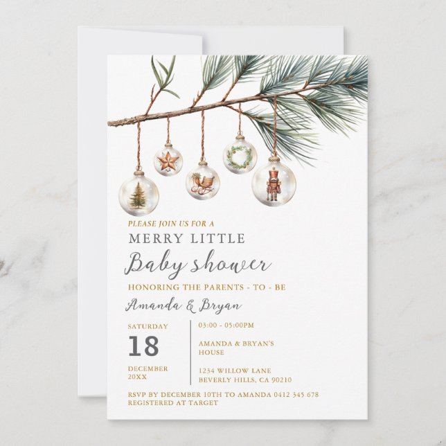 Invitation Noël Un Joyeux Petit Baby shower Verre Baule (Devant)
