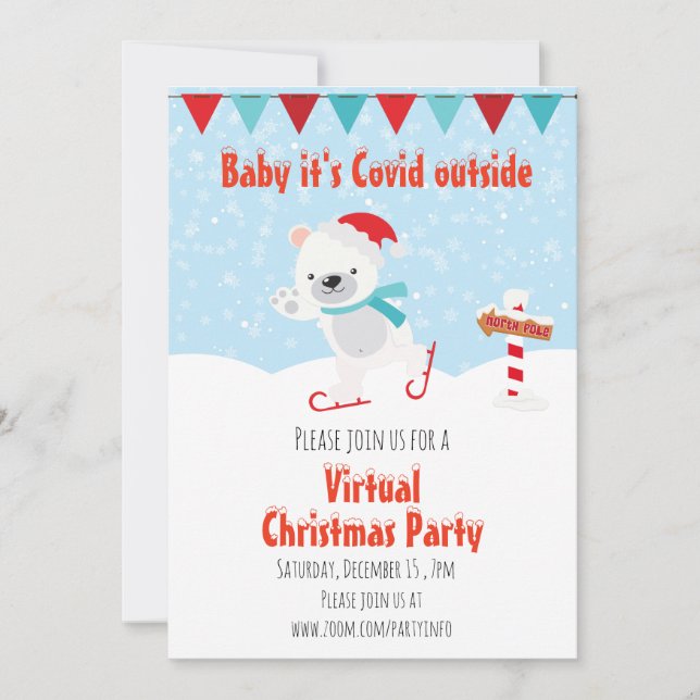 Invitation Noël Vacances Bébé virtuel son Covid dehors (Devant)