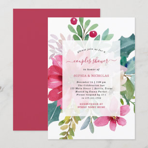 Invitation Noël Vacances Couples Douche   Floral brillant