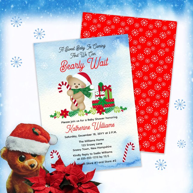 Invitation Noël Vacances Garçon ours Baby shower d'attente pr (Créateur téléchargé)
